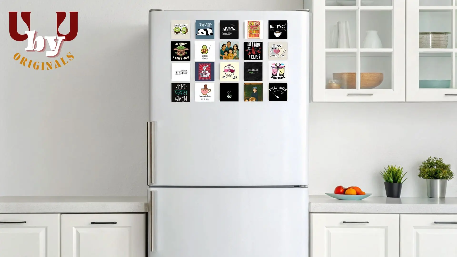 Custom-designed wall fridge magnet grid display